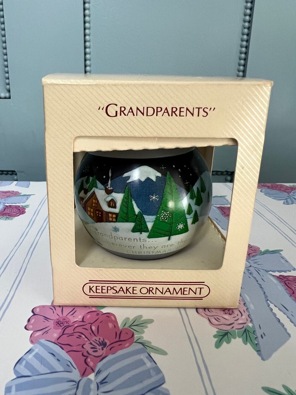 1984 Vintage Hallmark Keepsake Grandparents Holiday Ball Ornament
